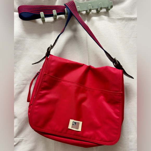 Ralph Lauren Y2K Messenger Bag Crossbody strap Red-fits IPads/Laptops - Picture 1 of 8